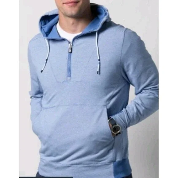 BDraddy Mens XXL Proctor 1/4 Zip Hoodie Golf Blue Performance Long Sleeve Jacket